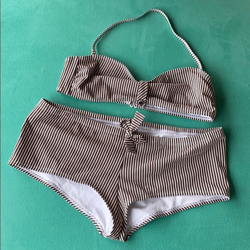 Gap body size XL bikini swimsuit seersucker stripe